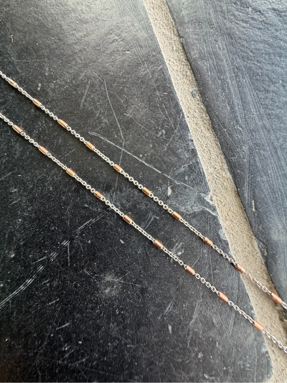 14kt white & rose 🌹 Gold Station Chain Necklace 20” long